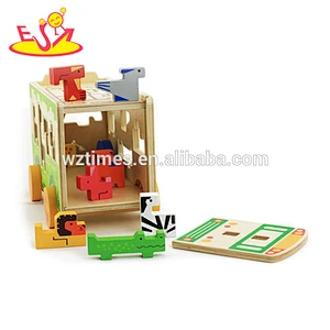 wholesale kids wooden toy animal building blocks for education W05C066