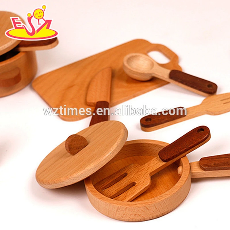 2018 Wholesale cheap kids natural wooden kitchen toy accessories high quality toddlers wooden kitchen toy accessories W10B127