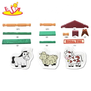 Cartoon educational wooden diy house building for kids W14G051