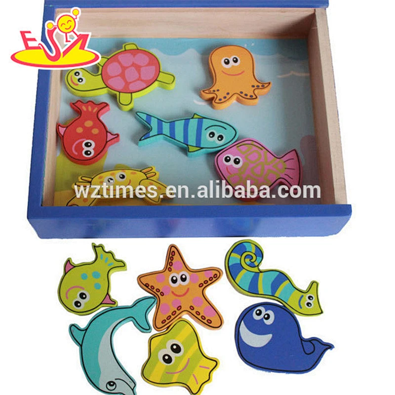wholesale kids wooden magnetic fish toy children wooden magnetic fish toy W01A088