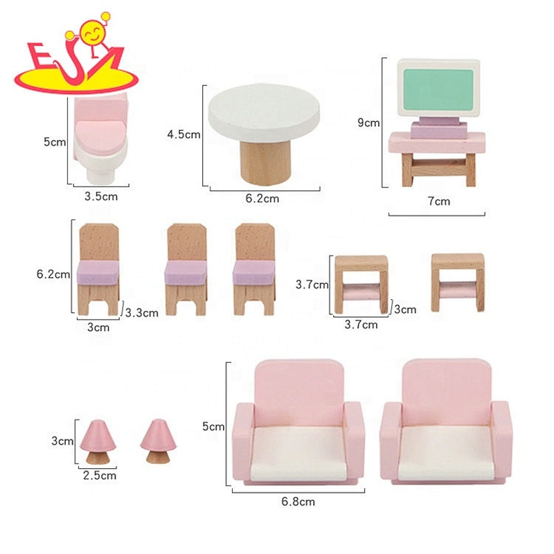 2020 wholesale pink creative wooden playhouse dolls for babies W06A385