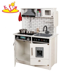 New design white kids wooden kitchen toys with lights W10C493B