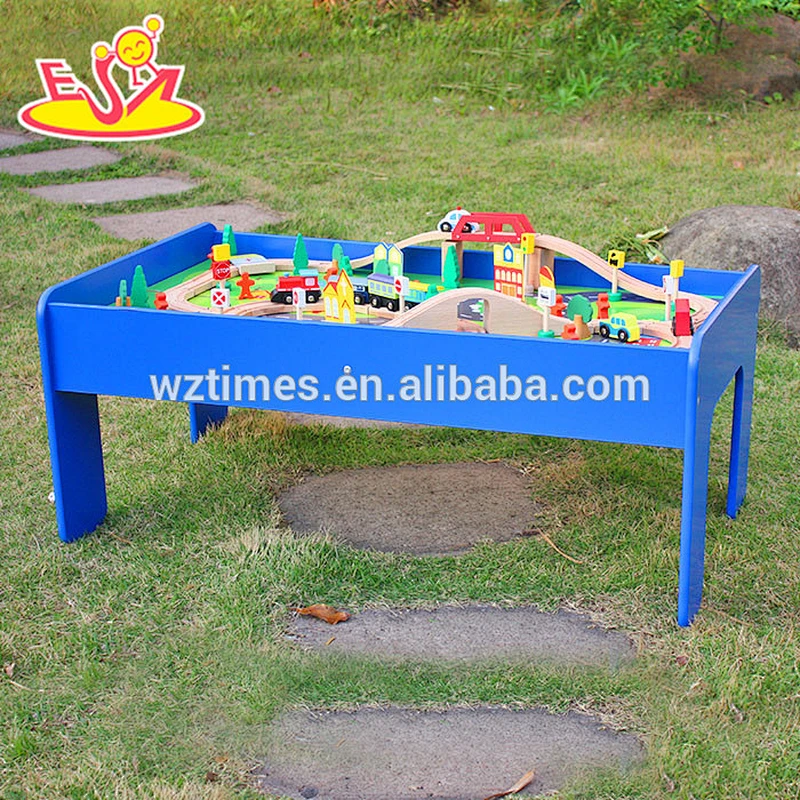 Wholesale cheap kids wooden railway train toy fashion wooden railway train set W04C009A