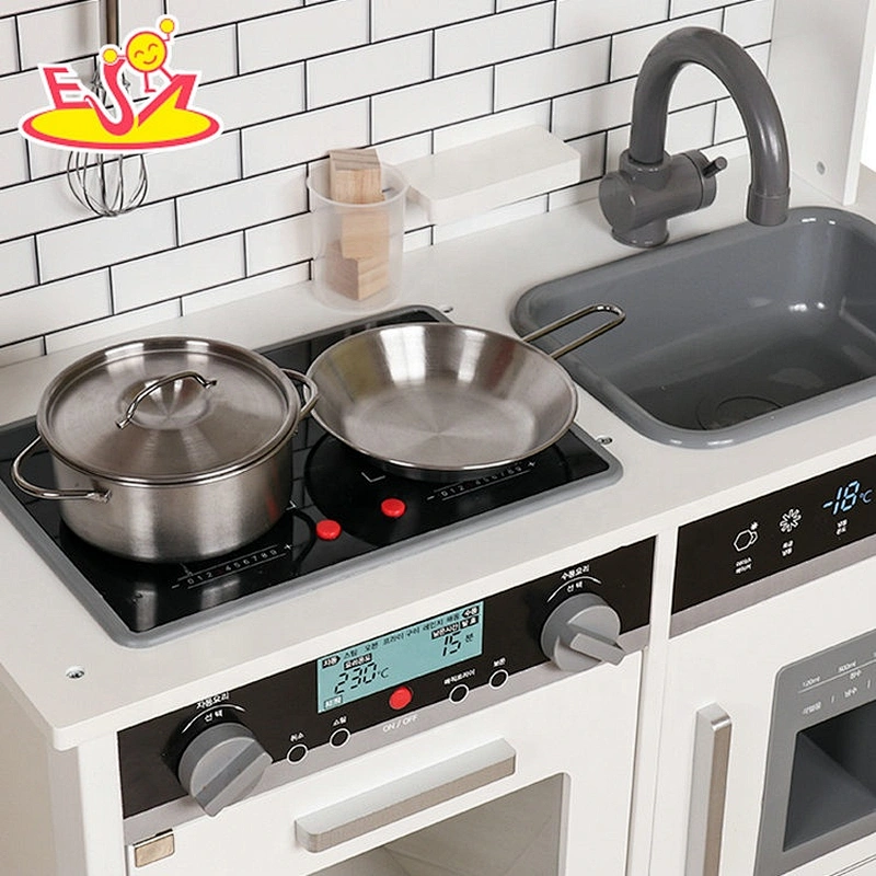 New design white kids wooden kitchen toys with lights W10C493B