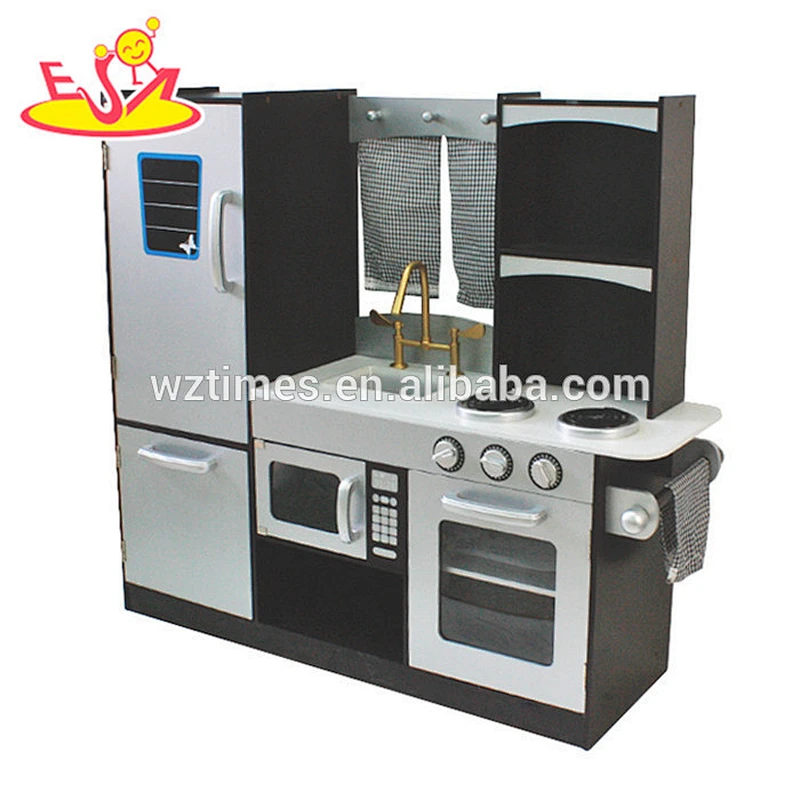 wholesale cheap espresso wooden children play kitchen toy for gifts W10C337