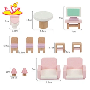2020 high quality pretend play pink wooden doll house for kids W06A388