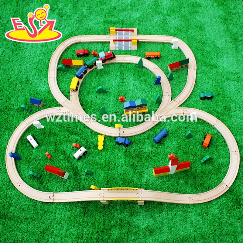 Wholesale wonderful wooden diy train tracks train railway toys for kids WJ276368