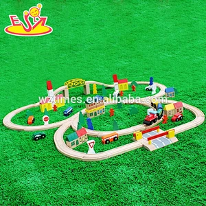 Wholesale wonderful wooden diy train tracks train railway toys for kids WJ276368
