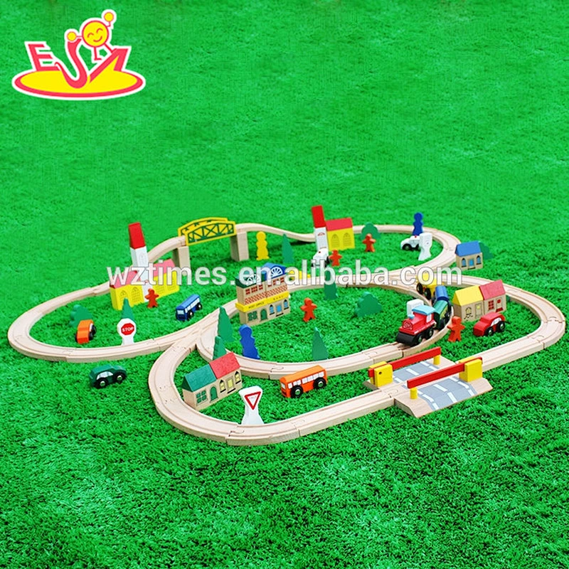 Wholesale wonderful wooden diy train tracks train railway toys for kids WJ276368