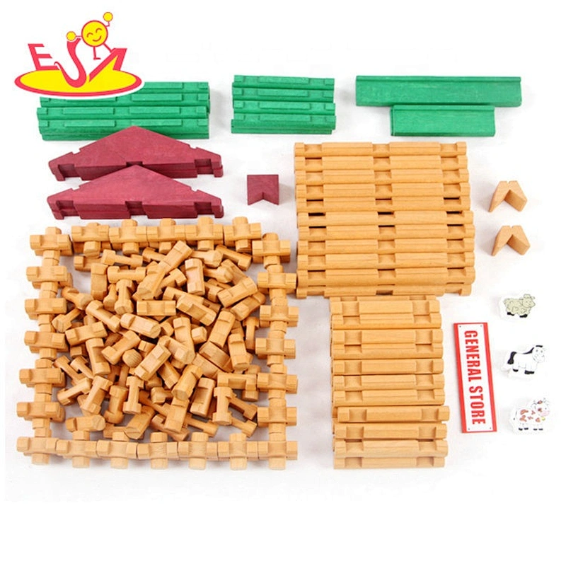 Cartoon educational wooden diy house building for kids W14G051