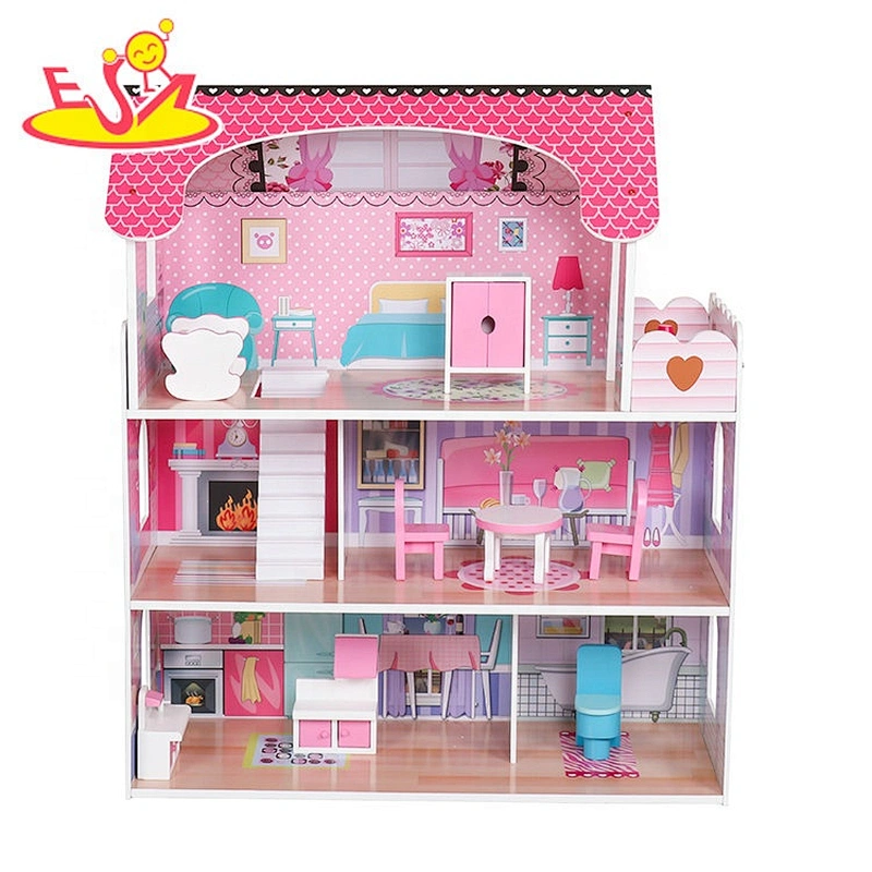 Most popular 3 tiers wooden baby doll house set for kids W06A380
