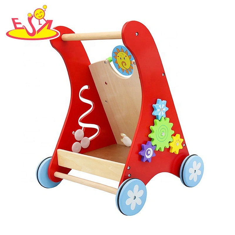 New design educational wooden baby toddler walker for push along W16E142