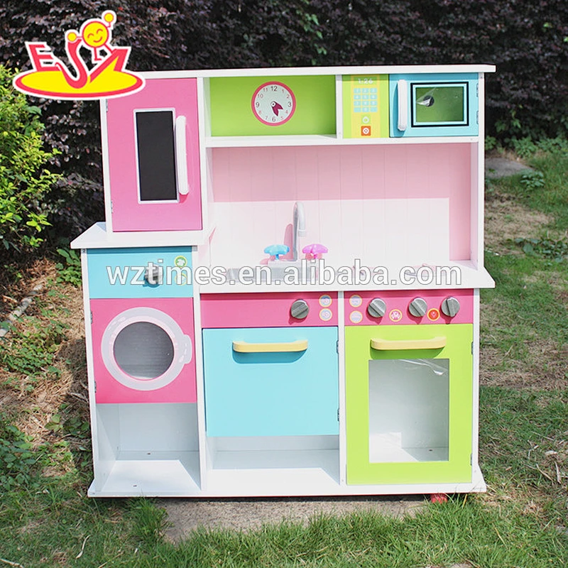 wholesale top fashion kids wooden pink play kitchen for sale W10C230