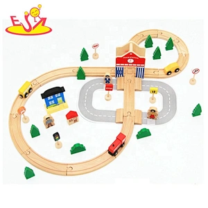 2020 New hottest 108 pcs wooden train track set for boys W04C192