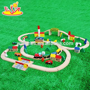 Wholesale wonderful wooden diy train tracks train railway toys for kids WJ276368