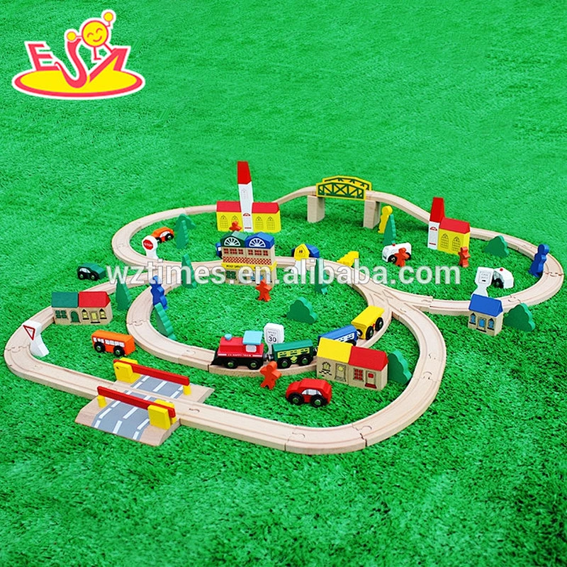 Wholesale wonderful wooden diy train tracks train railway toys for kids WJ276368