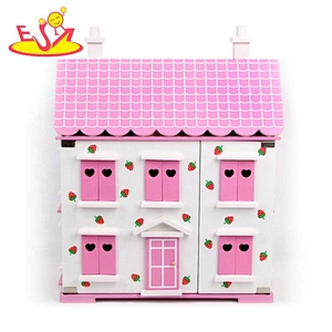 2020 top sale pink babies wooden doll house furniture for wholesale W06A387