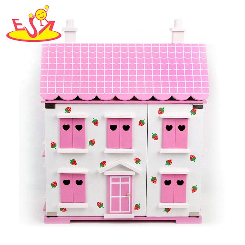 2020 top sale pink babies wooden doll house furniture for wholesale W06A387