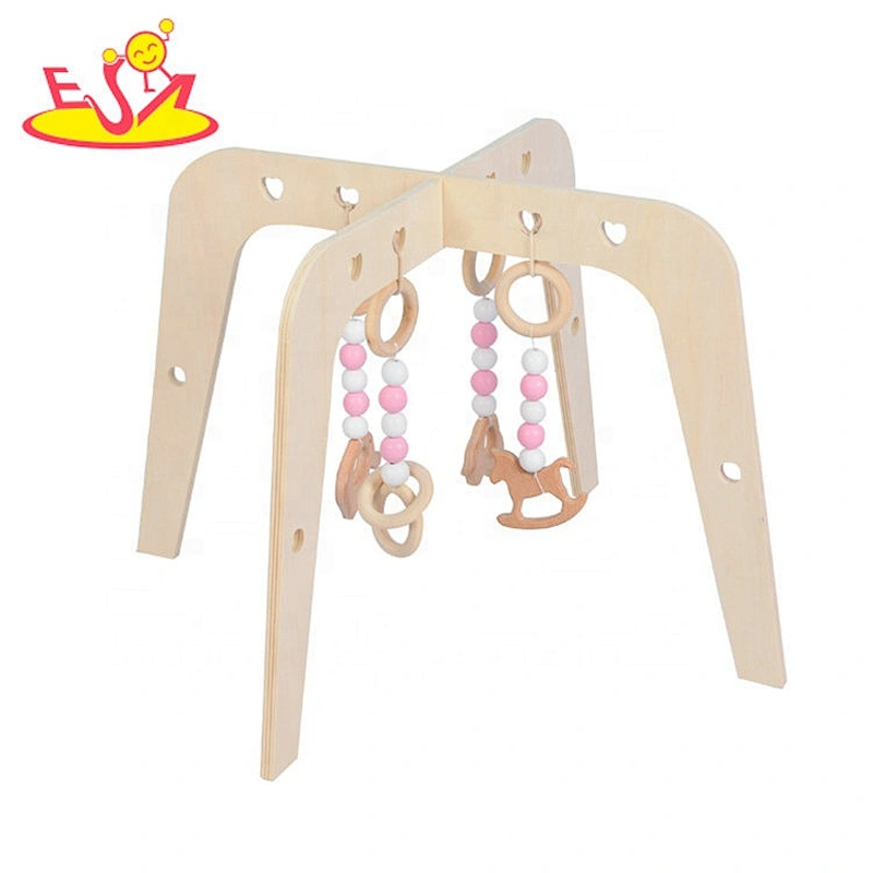 high quality natural wooden infant play gym with teethers W08K287