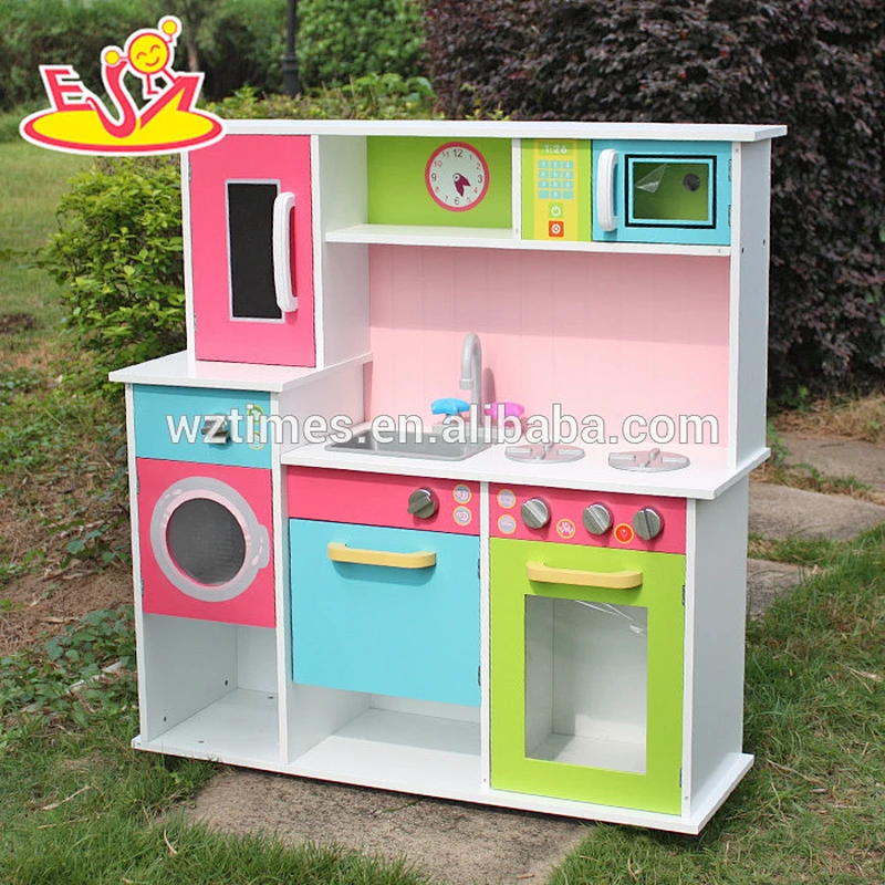 wholesale top fashion kids wooden pink play kitchen for sale W10C230