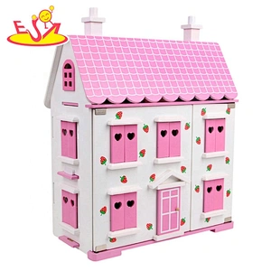 2020 most popular wooden kids play doll house with furniture sets W06A386