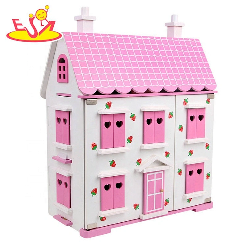 2020 most popular wooden kids play doll house with furniture sets W06A386
