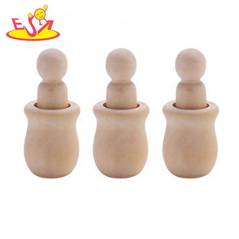 Wholesale cheap unfinished wood color crafts home decoration wooden Christmas tree peg doll W18A078