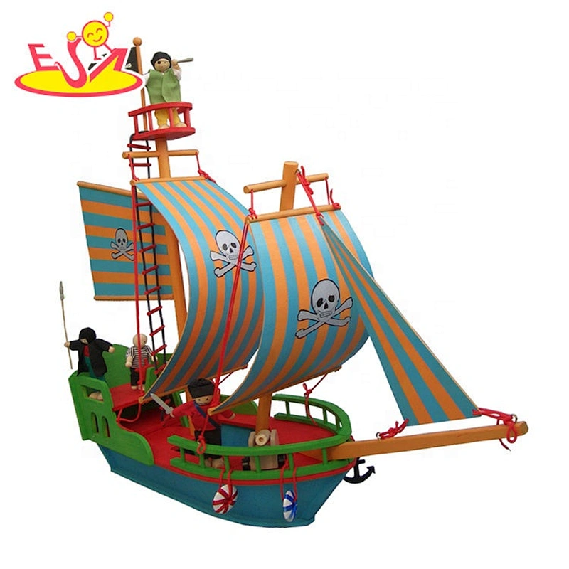 wholesale preschool wooden pirate ship playsets for children W03B117