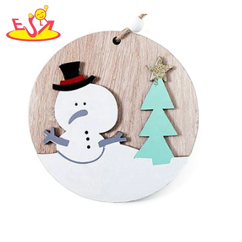 Wholesale lovely bear wooden round crafts  W18A118B