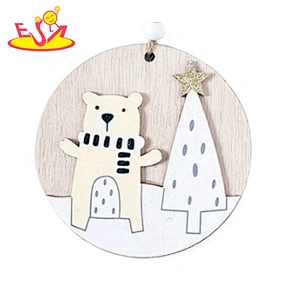 Wholesale lovely bear wooden round crafts  W18A118B