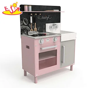2020 New released pink wooden kids toys kitchen set for children W10C547B
