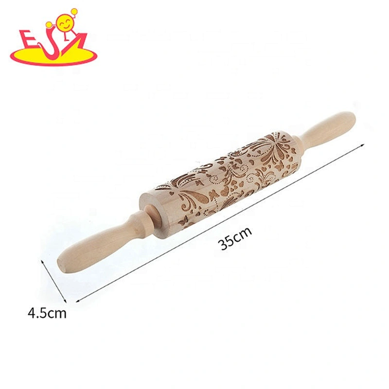 Exquisite design carve patterns or embossing on woodwork kitchen accessory rolling pin of wood W02B046