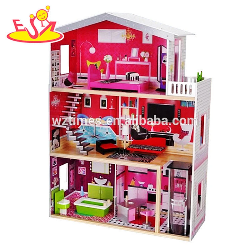 Wholesale modern style kids wooden huge doll house toy W06A229