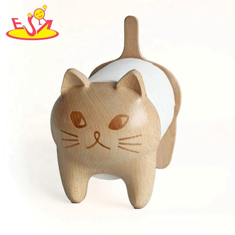 Wholesale solid wood painted cute cat desktop decoration for cat lovers W18A082B