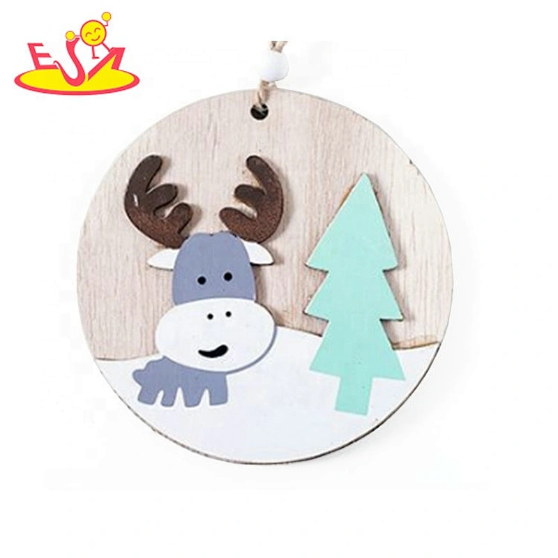 Hot sale snowman handmade wooden round crafts W18A118C