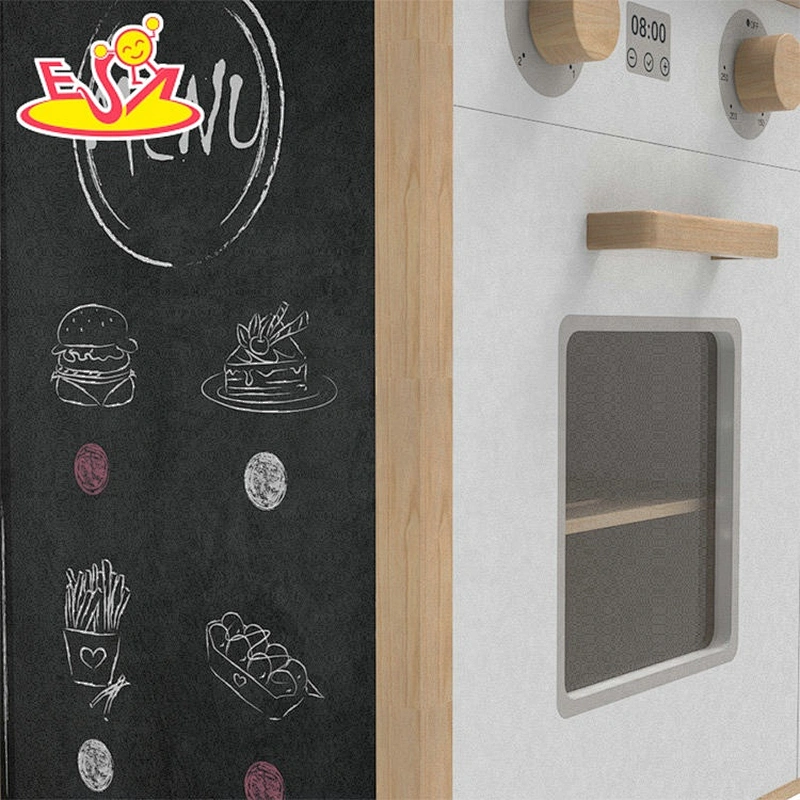New arrival kids wooden kitchen toys play set with stainless accessories W10C546