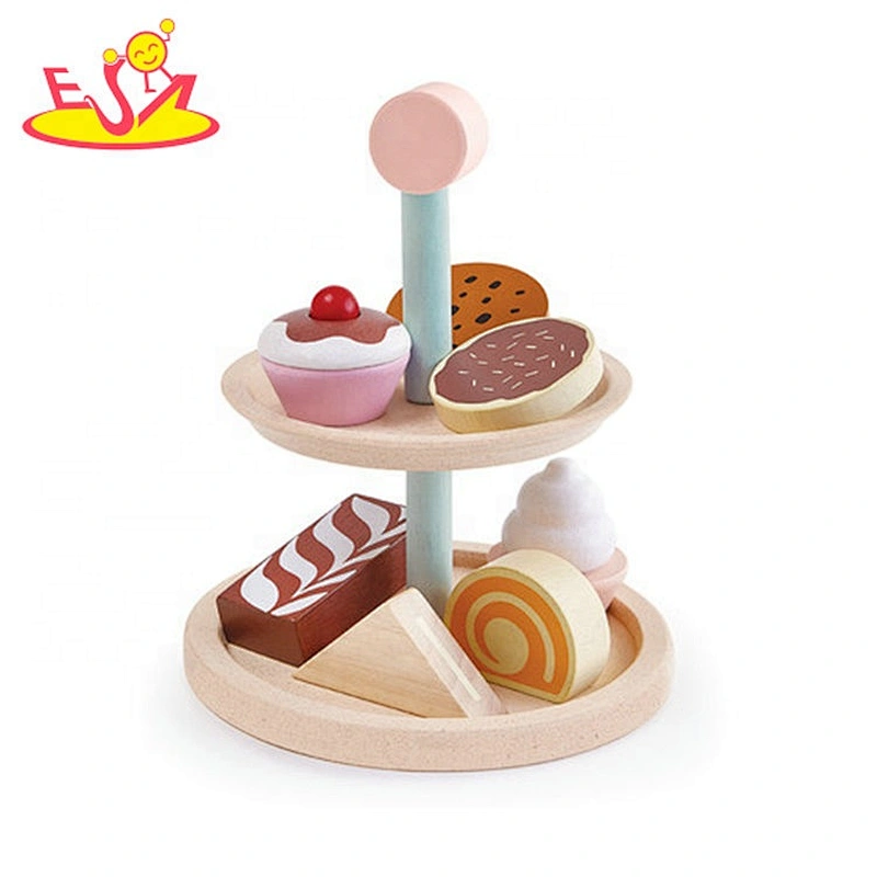 New arrival simulation play wooden cake set toy for kids W10B326