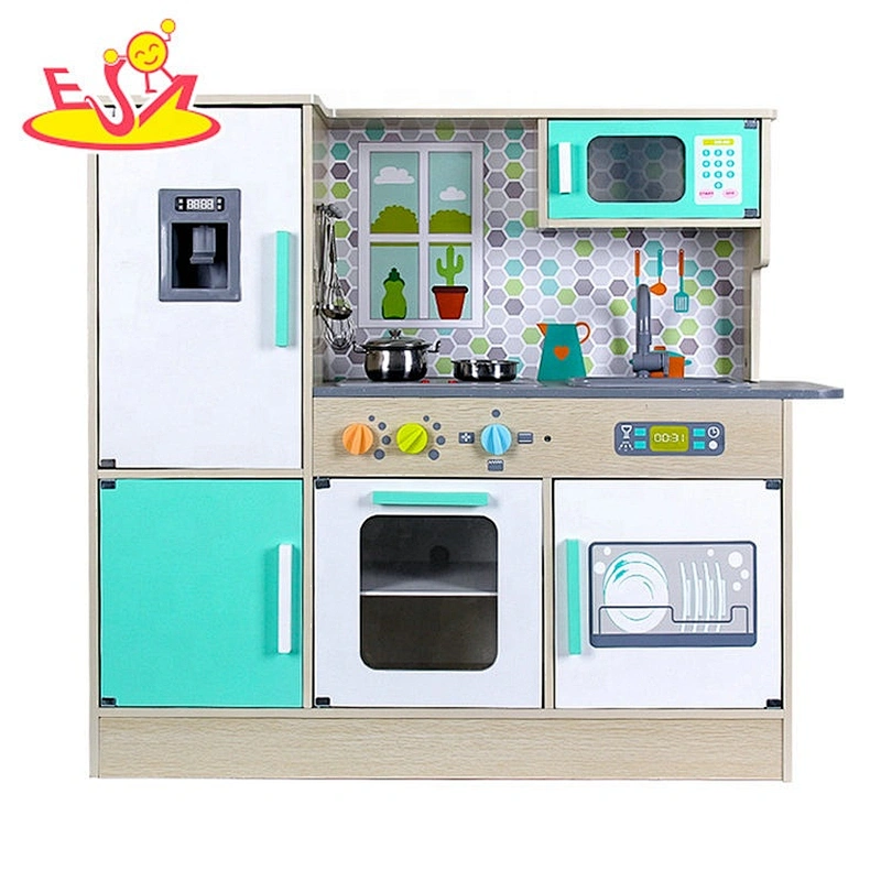 2020 New released pink wooden play kitchen set with accessories W10C482