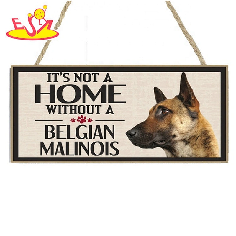 Wholesale  belgan malinois cute dog wooden home decor wall painting W18A116B
