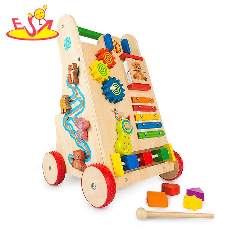 New sale preschool wooden first steps baby walker for push along W16E146