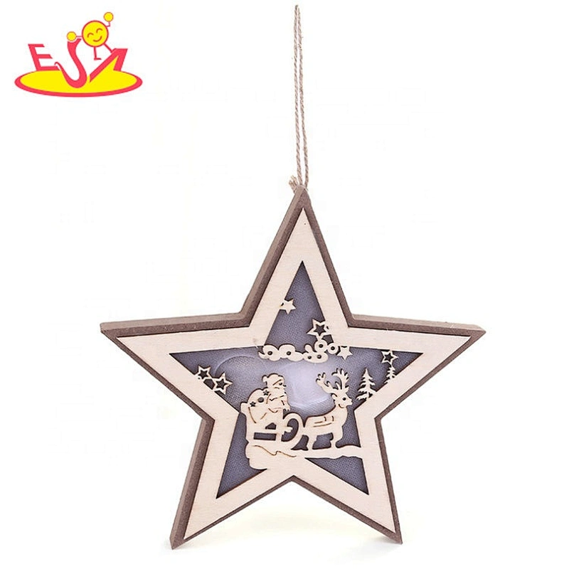 Christmas tree led hanging decorations wooden santa claus  hollow craft  W09D101