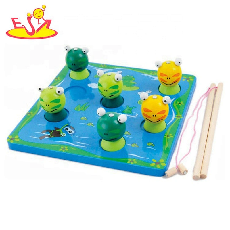 2020 wholesale frog shape wooden fishing toy for kids W01A374