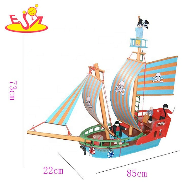 wholesale preschool wooden pirate ship playsets for children W03B117