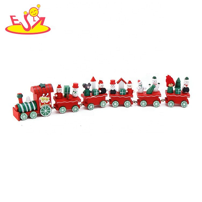 Christmas wood craft cute little wooden block train W04A505