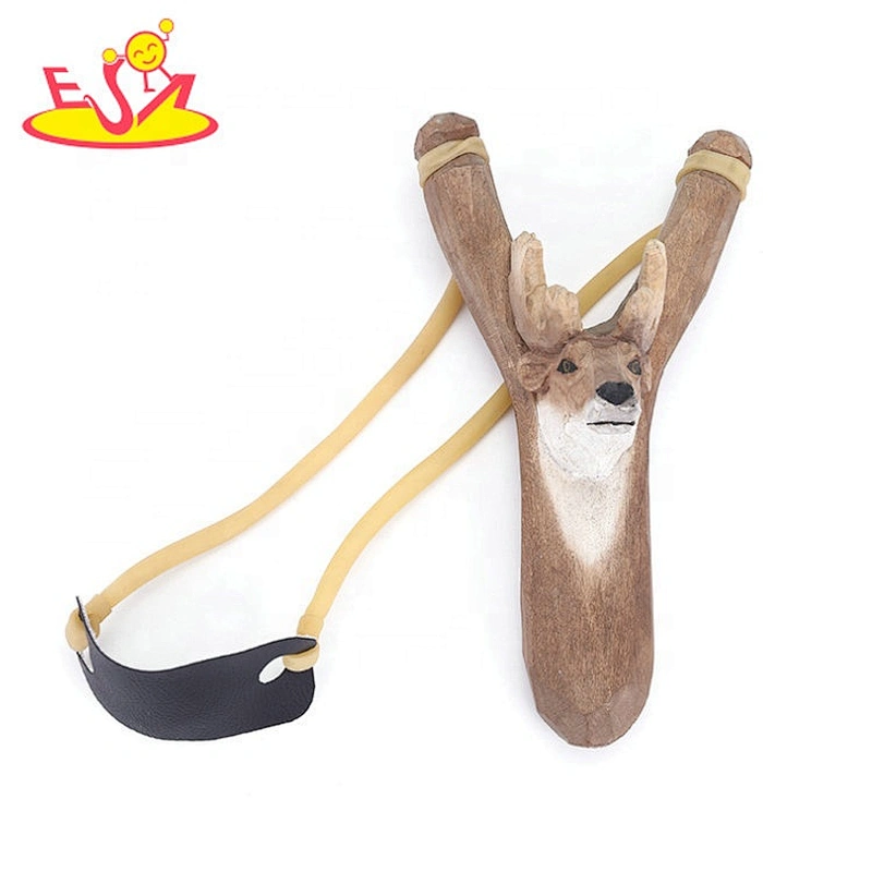 Hand carved kids outdoor shooting wooden toy slingshot W01A385