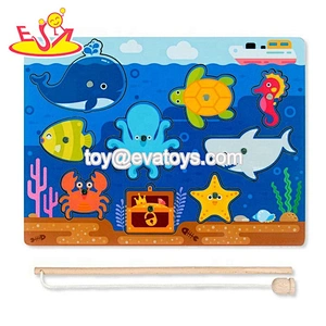 High quality preschool magnetic wooden fishing game for kids W01A359