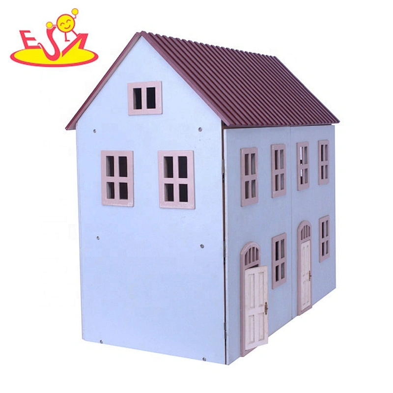 Hot selling kids miniature wooden dollhouse kits for role play W06A408