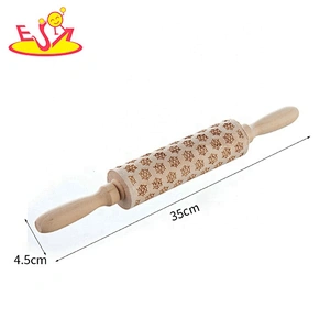 Wholesale customized size and design wooden embossing engraved rolling pin W02B049