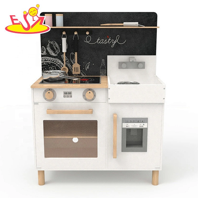 New arrival kids wooden kitchen play toy with chalkboard W10C547C
