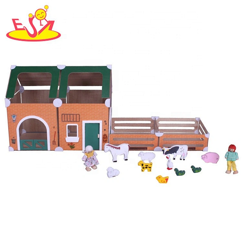 2020 New arrived preschool wooden farm barn house toy for kids W06A411